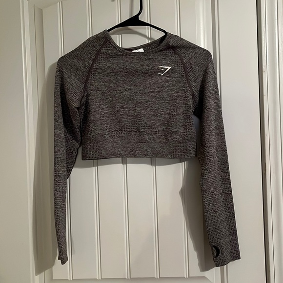 Gymshark Tops - Gymshark Vital Seamless Long Sleeve Crop Top, women’s size Large, grey